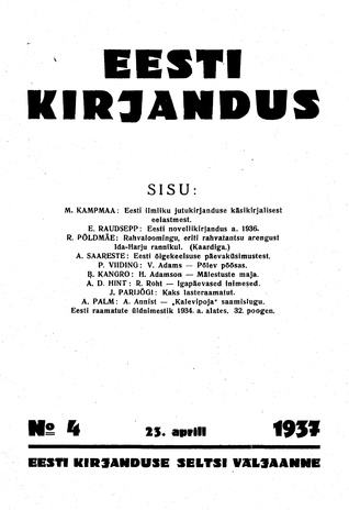 Eesti Kirjandus ; 4 1937