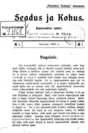 Seadus ja Kohus ; 1 1909-01