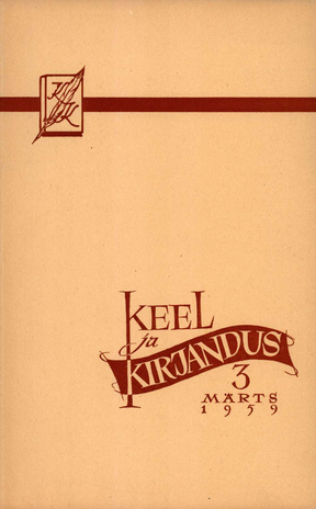 Keel ja Kirjandus ; 3 1959-03