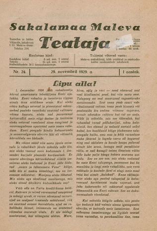 Sakalamaa Maleva Teataja ; 24 1929-11-29
