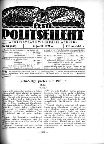 Eesti Politseileht ; 26 1927