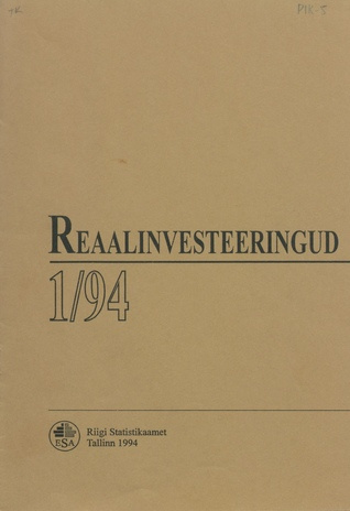 Reaalinvesteeringud ; 1 1994-01