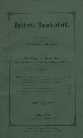 Baltische Monatsschrift ; 1872-09/10