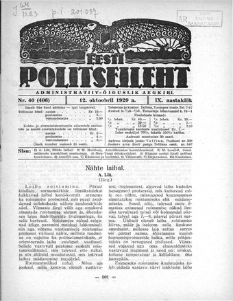 Eesti Politseileht ; 40 1929