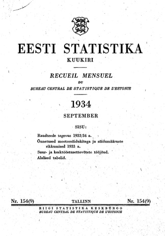 Eesti Statistika : kuukiri ; 154 (9) 1934-09