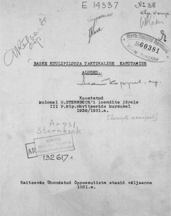 Raske kuulipilduja taktikalise kasutamise alused : koostanud O. Sternbeck'i loendite järele III r.klp. ohvitseride kursustel 1930/1931. a.