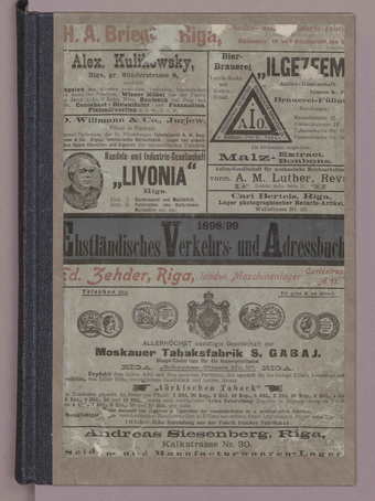Ehstländisches Verkehrs- und Adressbuch für 1898/99. Abtheilung I und II, Städte und Flecken : mit Meyer's Karte der Ostseeprovinzen 
