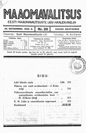 Maaomavalitsus ; 20 1928-12-25