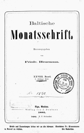 Baltische Monatsschrift ; 9 1881