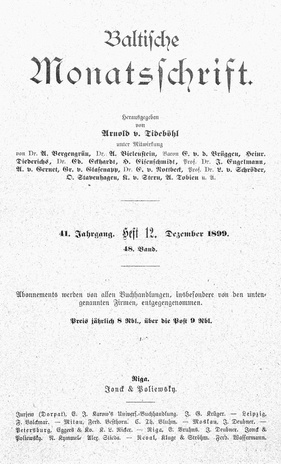 Baltische Monatsschrift ; 12 1899-12