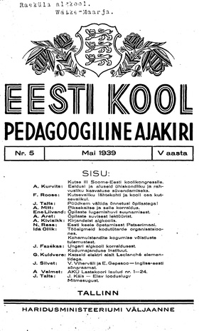 Eesti Kool ; 5 1939-05