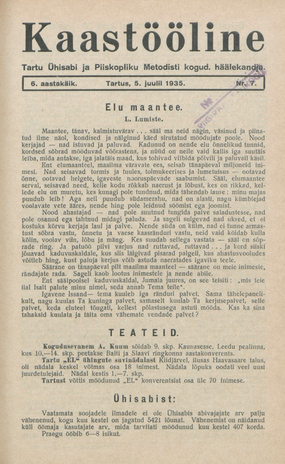 Kaastööline : Tartu Ühisabi Informatsioonileht ; 7 1935-07-05