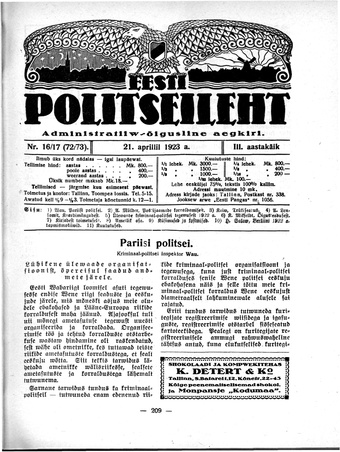 Eesti Politseileht ; 16-17 1923