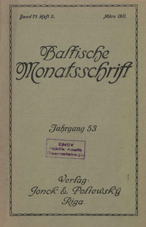 Baltische Monatsschrift ; 3 1911-03