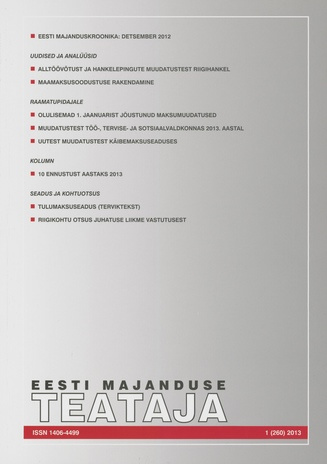 Eesti Majanduse Teataja : majandusajakiri aastast 1991 ; 1 (260) 2013