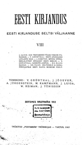 Eesti Kirjandus ; 8 1912