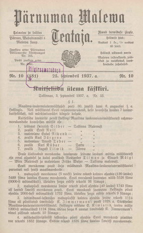 Pärnumaa Maleva Teataja ; 10 (181) 1937-09-25
