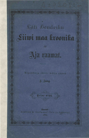 Läti Hendriku Liiwi maa kroonika ehk Aja raamat ; 2. vihk