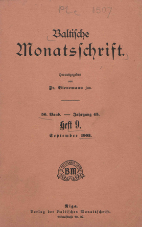 Baltische Monatsschrift ; 9 1903-09