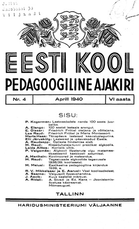 Eesti Kool ; 4 1940-04