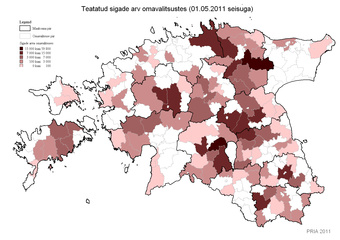 Teatatud sigade arv omavalitsustes (01.05.2011 seisuga)
