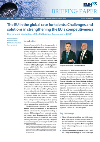 The EU in the global race for talents: challenges and solutions in strengthening the EU’s competitiveness : overview and conclusions of the EMN annual conference in 2017 