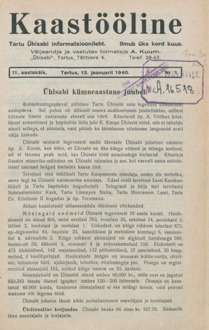 Kaastööline : Tartu Ühisabi Informatsioonileht ; 1 1940-01-13
