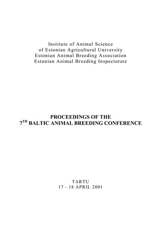 Proceedings of the 7th Baltic Animal Breeding Conference : Tartu, 17-18 April 2001