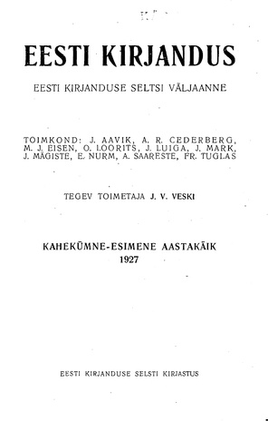 Eesti Kirjandus ; 1 1927