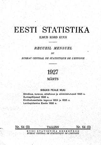 Eesti Statistika : kuukiri ; 64 (3) 1927-03