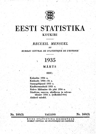 Eesti Statistika : kuukiri ; 160 (3) 1935-03