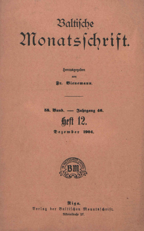Baltische Monatsschrift ; 12 1904-12