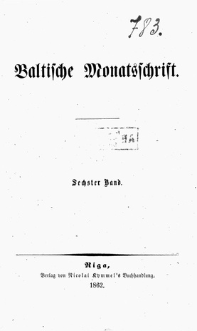 Baltische Monatsschrift ; 7 1862-06