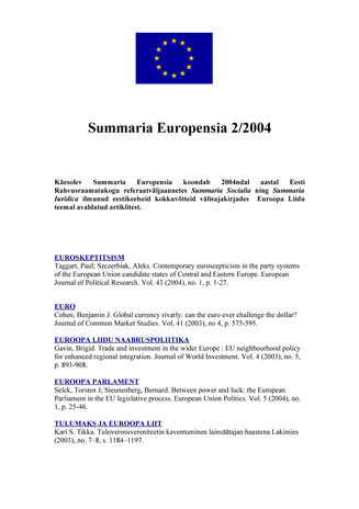 Summaria Europensia : [referaatväljaanne] ; 2 2004