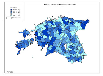 Kitsede arv omavalitsustes aastal 2008