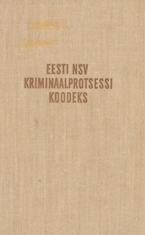 Eesti NSV kriminaalprotsessi koodeks