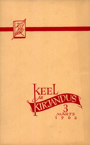 Keel ja Kirjandus ; 3 1962-03