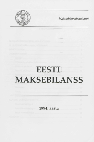 Eesti maksebilanss ; 1994
