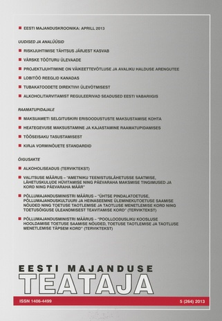 Eesti Majanduse Teataja : majandusajakiri aastast 1991 ; 5 (264) 2013