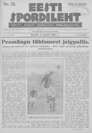 Eesti Spordileht ; 22 1925-06-05