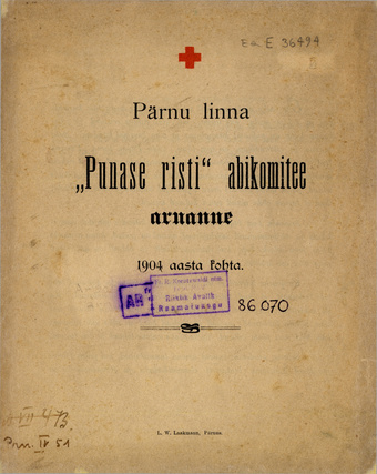 Pärnu linna "Punase risti" abikomitee aruanne 1904 aasta kohta