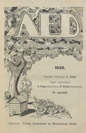Aed : aianduse ajakiri ; sisukord 1929