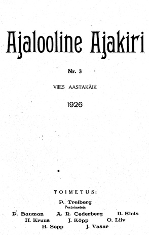 Ajalooline Ajakiri ; 3 1926
