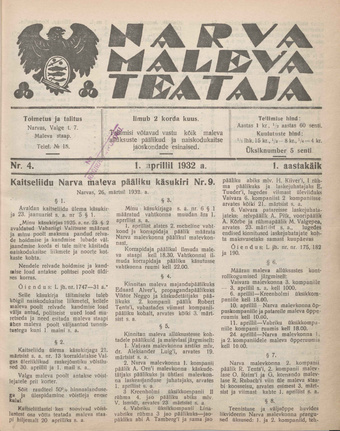 Narva Maleva Teataja ; 4 1932-04-01