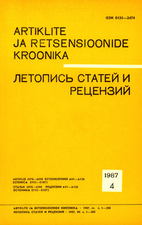 Artiklite ja Retsensioonide Kroonika = Летопись статей и рецензий ; 4 1987-04