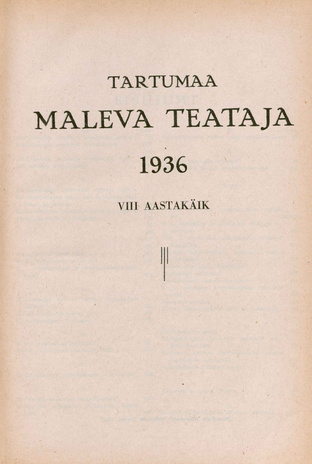 Tartumaa Maleva Teataja ; sisukord 1936
