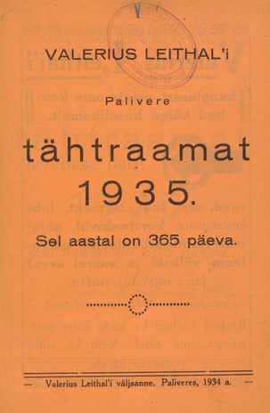 Valerius Leithal'i Palivere tähtraamat 1935. ; 1934