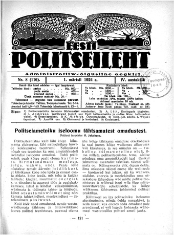 Eesti Politseileht ; 8 1924