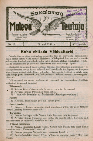 Sakalamaa Maleva Teataja ; 12 1936-05-28