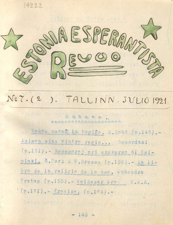 Estonia Esperantista Revuo ; 7 [23] 1921-07
